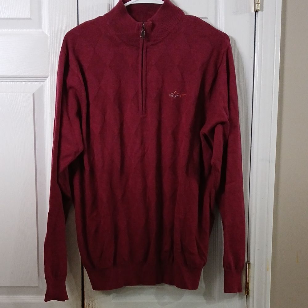 Greg Norman Burgundy quarter zip pullover sweater business casual  Sz M EUC